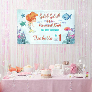 Splish Splash Mermaid Bash Girls 1. Geburtstag Banner