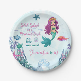 Splish Splash Mermaid Bash Girls Geburtstagsparty Pappteller