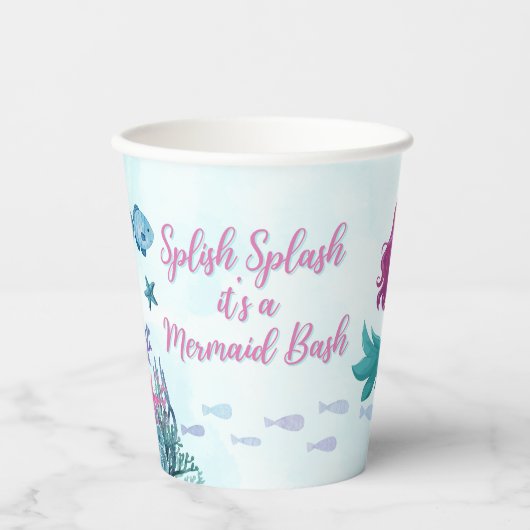 Splish Splash Mermaid Bash jedes Alter Mädchen Geb Pappbecher (Vorderseite)