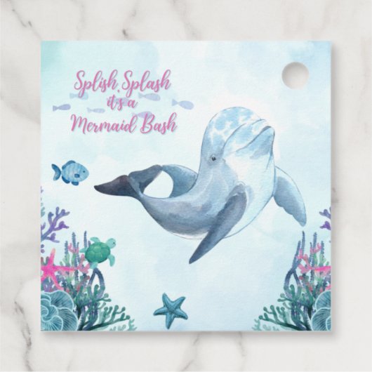 Splish Splash Mermaid Bash Lila Danke Geschenkanhänger (Rückseite)