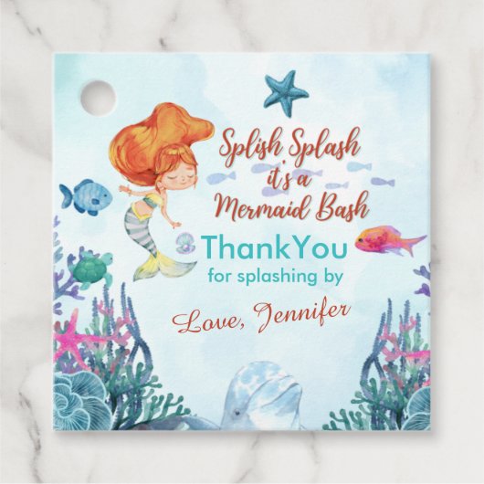 Splish Splash Mermaid Bash Orange Girls Vielen Dan Geschenkanhänger (Vorderseite)