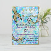 Splish Splash Mermaid Bash Pool Party Geburtstag Einladung (Stehend Vorderseite)