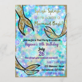 Splish Splash Mermaid Bash Pool Party Geburtstag Einladung