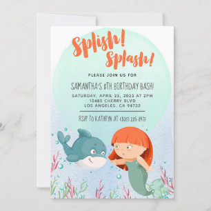 Splish Splash Mermaid Birthday Bash Einladung