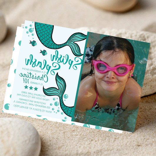 Splish Splash Mermaid Birthday Bash Einladung