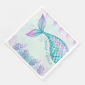 Splish Splash Mermaid Birthday Bash Napkin Serviette (Ecke)