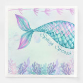 Splish Splash Mermaid Birthday Bash Napkin Serviette (Vorderseite)
