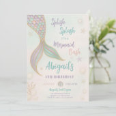 Splish Splash Mermaid Birthday Einladung (Stehend Vorderseite)