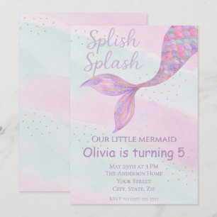 Splish Splash Mermaid Birthday Einladung
