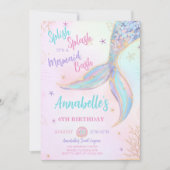 Splish Splash Mermaid Birthday Einladung (Vorderseite)
