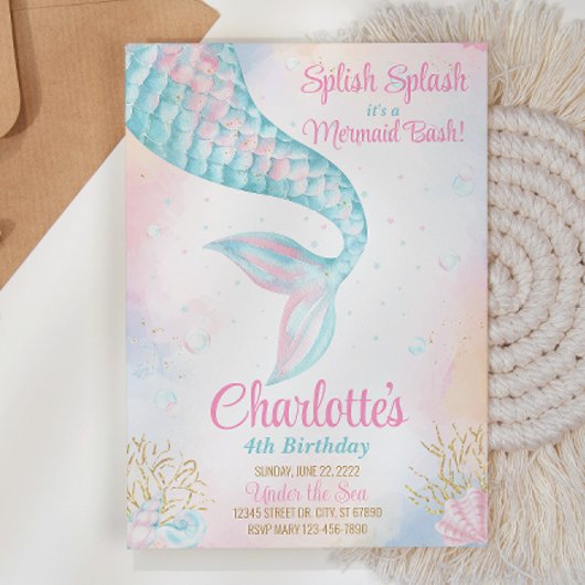Splish Splash Mermaid Birthday Einladung