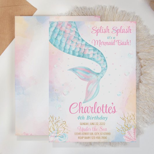 Splish Splash Mermaid Birthday Einladung