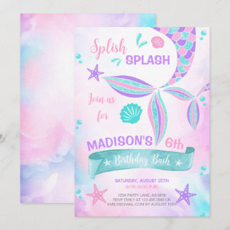 Splish Splash Mermaid Birthday Einladung