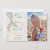 Splish Splash Mermaid Birthday Foto Einladung (Vorderseite)