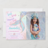 Splish Splash Mermaid Birthday Foto Einladung (Vorderseite)