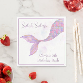 Splish Splash Mermaid Birthday Napkins Serviette