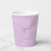 Splish Splash Mermaid Birthday Paper Cups Pappbecher (Vorderseite)