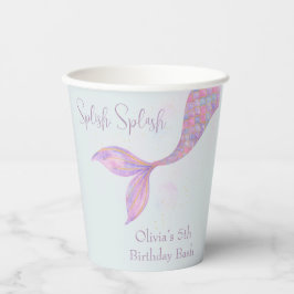 Splish Splash Mermaid Birthday Paper Cups Pappbecher