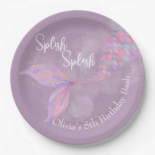 Splish Splash Mermaid Birthday Paper Teller (Vorderseite)