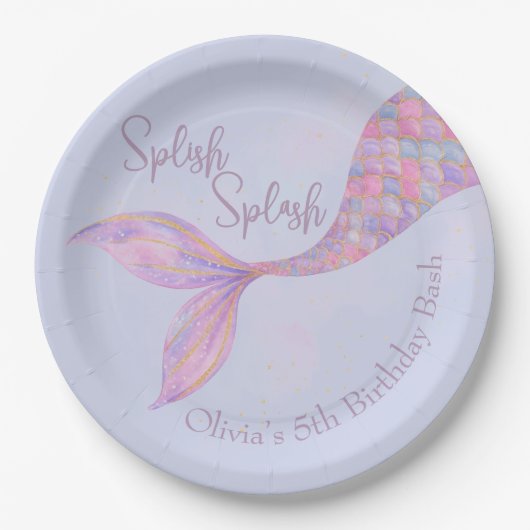 Splish Splash Mermaid Birthday Paper Teller (Vorderseite)