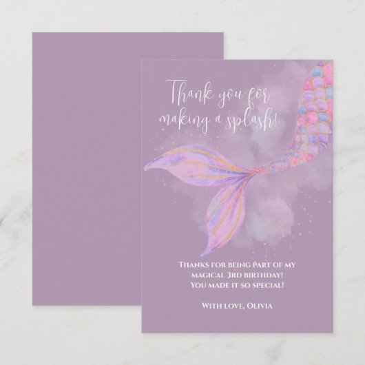 Splish Splash Mermaid Danke Karte (Vorne/Hinten)