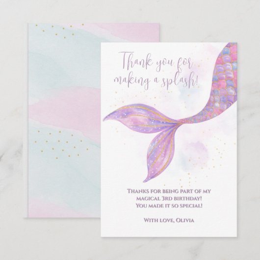 Splish Splash Mermaid Danke Karte (Vorne/Hinten)