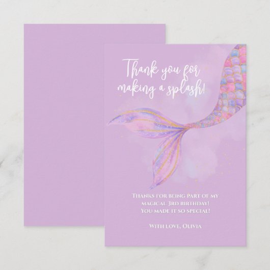 Splish Splash Mermaid Danke Karte (Vorne/Hinten)
