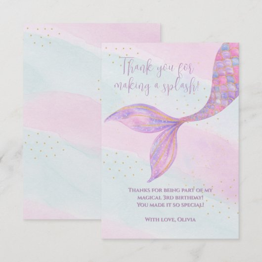 Splish Splash Mermaid Danke Karte (Vorne/Hinten)