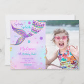 Splish Splash Mermaid Foto Einladung (Vorderseite)