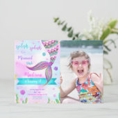 Splish Splash Mermaid Foto Einladung (Stehend Vorderseite)