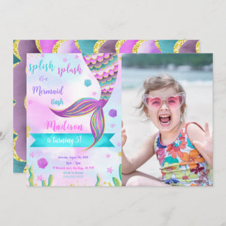 Splish Splash Mermaid Foto Einladung