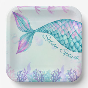 Splish Splash Mermaid Geburtstag Bash 9 Zoll Tafel Pappteller