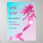 Splish Splash Mermaid Girl 1. Geburtstag Willkomme Poster (Vorne)