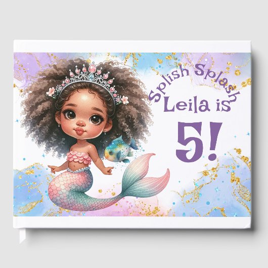 Splish Splash Mermaid Party Birthday Gästebuch (Vorderseite)