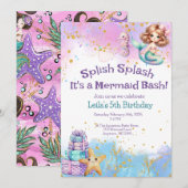 Splish Splash Mermaid Party Einladung (Vorne/Hinten)