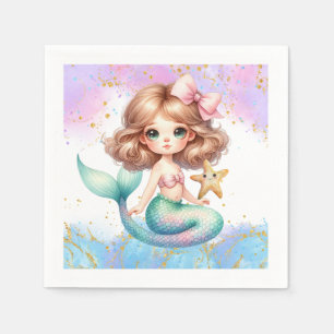 Splish Splash Mermaid Schlicht Party Napkins Serviette