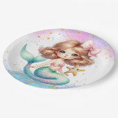 Splish Splash Mermaid Schlicht Party Teller (Schrägansicht)