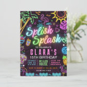Splish Splash Party 15. Party bearbeitbare Einladu Einladung (Stehend Vorderseite)