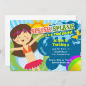 Splish Splash Party Geburtstagsfeier Einladung (Vorne/Hinten)