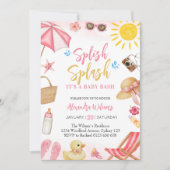 Splish Splash Pink Mädchen Baby Shower Einladung (Vorderseite)
