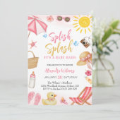 Splish Splash Pink Mädchen Baby Shower Einladung (Stehend Vorderseite)