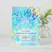 Splish Splash Pool Geburtstagsparty Gefärbte Krawa Einladung (Stehend Vorderseite)