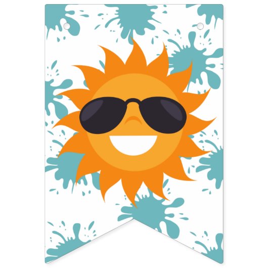 Splish Splash Pool Happy Birthday Wimpelkette (Erste Fahne)