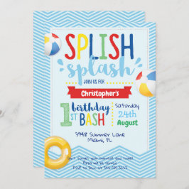 Splish Splash Pool Party 1. Geburtstag Einladung