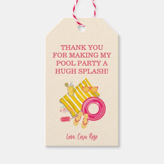 Splish Splash Pool Party Bash Birthday Geschenkanhänger (Vorderseite)