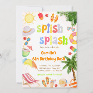 Splish Splash Pool Party Bash Geburtstag Einladung