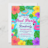 Splish Splash Pool Party Birthday Einladung (Vorderseite)