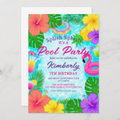 Splish Splash Pool Party Birthday Einladung (Vorne/Hinten)