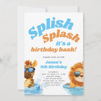 Splish Splash Pool Party Boy Birthday Einladung