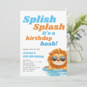 Splish Splash Pool Party Boy Birthday Einladung (Stehend Vorderseite)